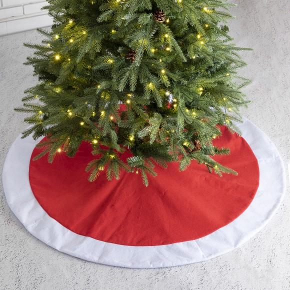 Glitzhome Glitzhome 48“D Red & White Felt Christmas Tree Skirt