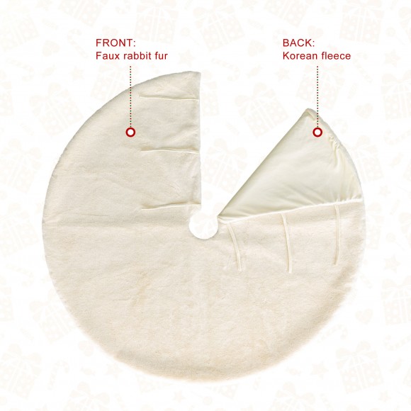 Glitzhome Glitzhome 48"D White Faux Rabbit Fur Christmas Tree Skirt