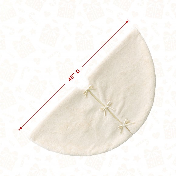 Glitzhome Glitzhome 48"D White Faux Rabbit Fur Christmas Tree Skirt