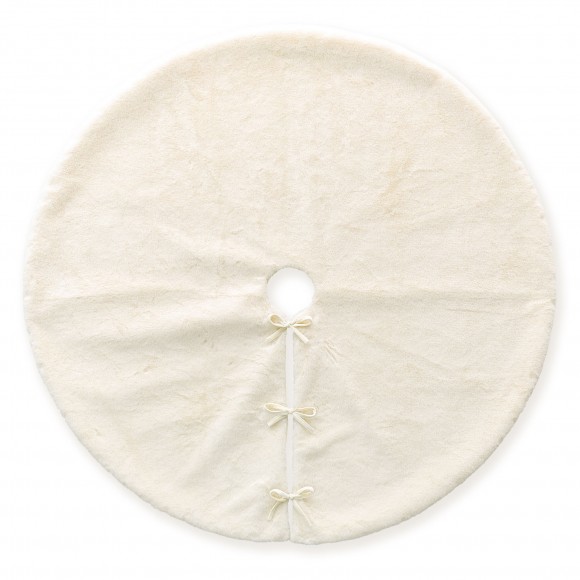 glitzhome Glitzhome 48"D White Faux Rabbit Fur Christmas Tree Skirt