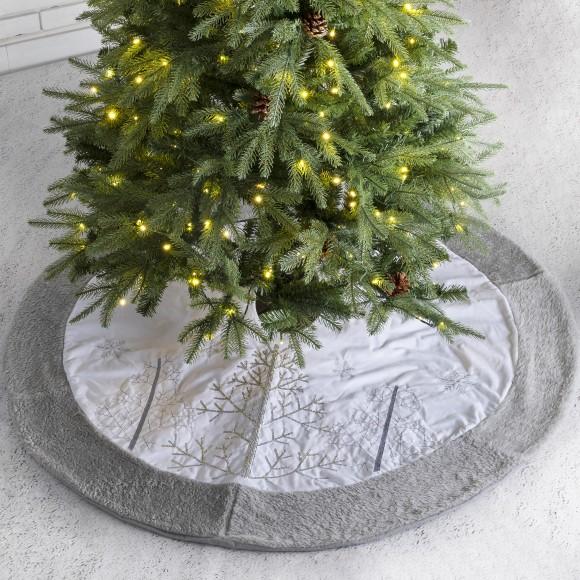 Glitzhome Glitzhome 48"D White Fleece Christmas Tree Skirt