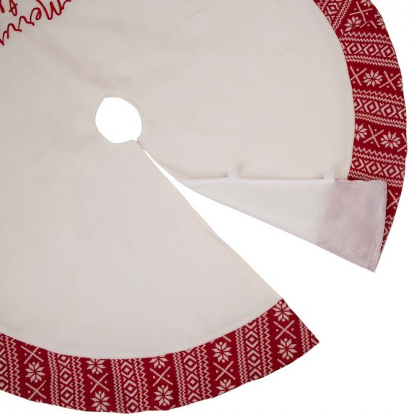 Glitzhome Glitzhome 48"D White Fleece Christmas Tree Skirt - Merry Christmas
