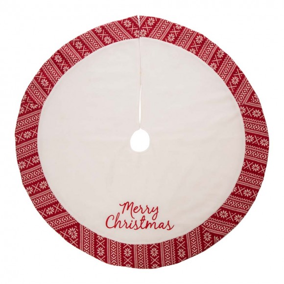 glitzhome Glitzhome 48"D White Fleece Christmas Tree Skirt - Merry Christmas