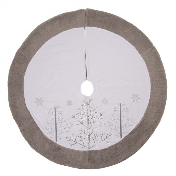 glitzhome Glitzhome 48"D White Fleece Christmas Tree Skirt