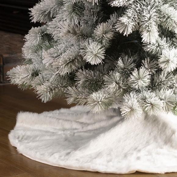 Glitzhome Glitzhome 48"D White Plush Christmas Tree Skirt