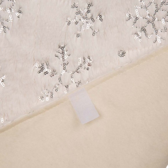 Glitzhome Glitzhome 48"D White Plush With Snowflake Christmas Tree Skirt
