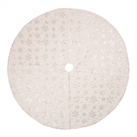 glitzhome Glitzhome 48"D White Plush with Snowflake Christmas Tree Skirt