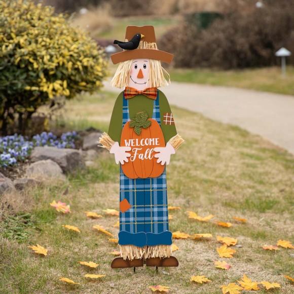 Glitzhome Glitzhome 48"H Fall Wooden Scarecrow Yard Stake/Standing/Hanging Sign Decor (Three Function)