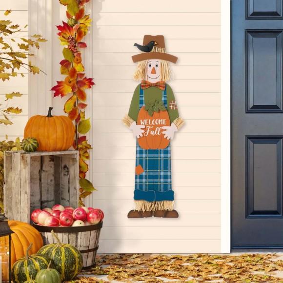 Glitzhome Glitzhome 48"H Fall Wooden Scarecrow Yard Stake/Standing/Hanging Sign Decor (Three Function)