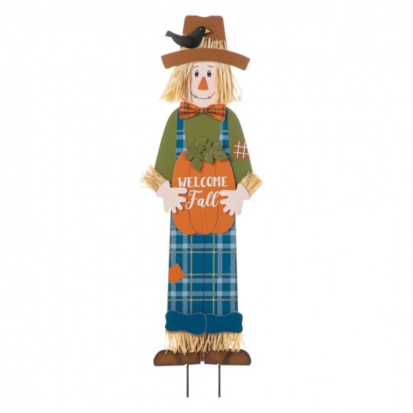 glitzhome Glitzhome 48"H Fall Wooden Scarecrow Yard Stake/Standing/Hanging Sign Decor (Three Function)
