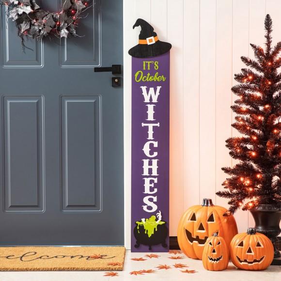Glitzhome Glitzhome 48"H Halloween Wood Witch Hat Porch Decor