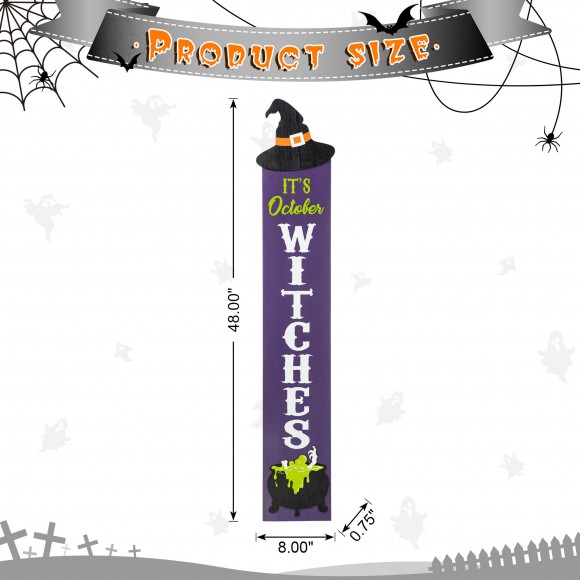 Glitzhome Glitzhome 48"H Halloween Wood Witch Hat Porch Decor