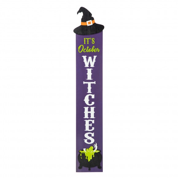 glitzhome Glitzhome 48"H Halloween Wood Witch Hat Porch Decor