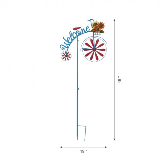 Glitzhome Glitzhome 48"H Metal Bicycle Wind Spinner Welcome Yard Stake