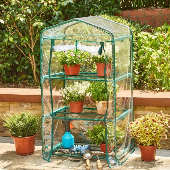 Glitzhome Glitzhome 49.25"H 3 Layers Mini PVC/Metal Greenhouse