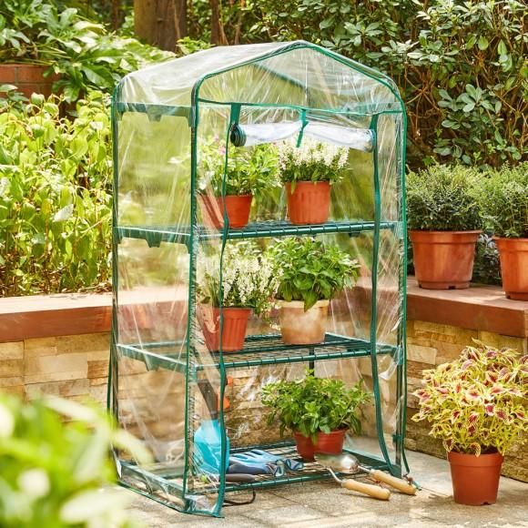 Glitzhome Glitzhome 49.25"H 3 Layers Mini PVC/Metal Greenhouse