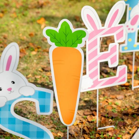 Glitzhome Glitzhome 49.5"L Set Of 6 Easter Icon Metal Yard Stake