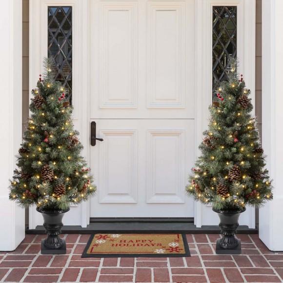 Glitzhome Glitzhome 4ft Flocked Artificial Christmas Tree With 100 Warm White Light
