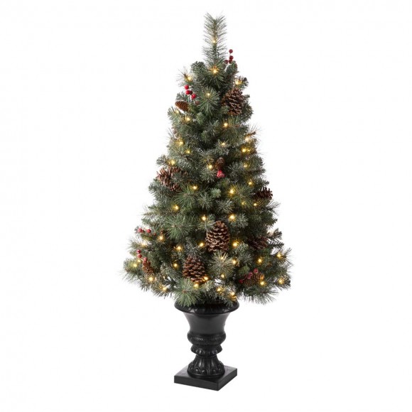 glitzhome Glitzhome 4ft Flocked Artificial Christmas Tree With 100 Warm White Light