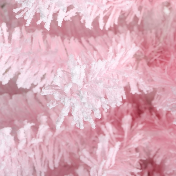 Glitzhome Glitzhome 4ft Pre-Lit Flocked Pink Artificial Christmas Porch Tree With 100 Warm White/multi-color LED Lights 8 Function W/Foot Pedal
