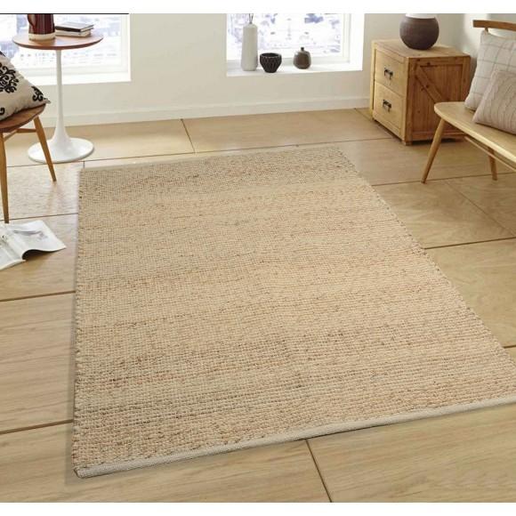 Glitzhome Glitzhome 5.1'Lx3'W Handcrafted Woven Beige Heavy Premium Wool Area Rug