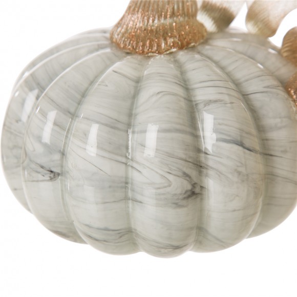 Glitzhome Glitzhome 5.12'D Hand Blown Gray Marbleized Glass Pumpkin Decor