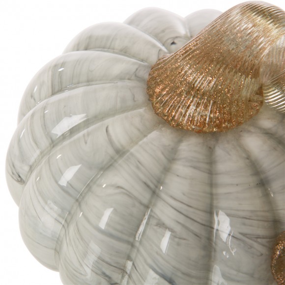 Glitzhome Glitzhome 5.12'D Hand Blown Gray Marbleized Glass Pumpkin Decor