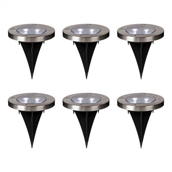 glitzhome Glitzhome 5.25"H 6 Pack Solar Powered LED Pathway Ground Lights