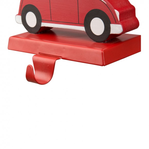 Glitzhome Glitzhome 5.31"H Wooden/Metal Red Car Stocking Holder