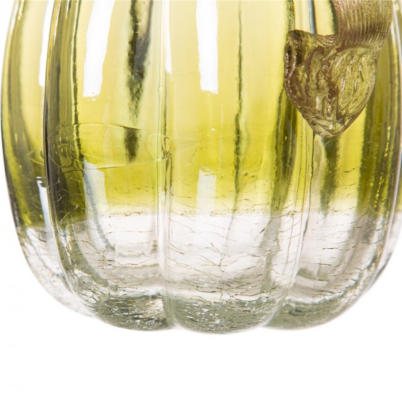 Glitzhome Glitzhome 5.51"H Hand Blown Green Crackle Glass Pumpkin Decor