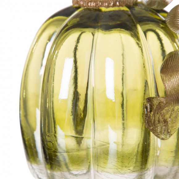 Glitzhome Glitzhome 5.51"H Hand Blown Green Crackle Glass Pumpkin Decor
