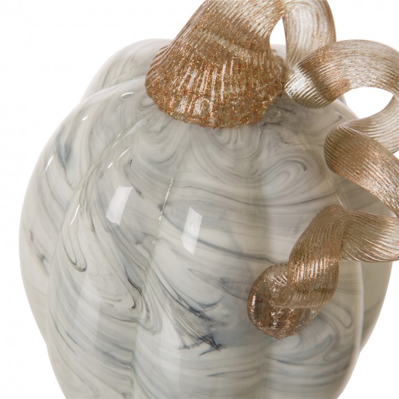 Glitzhome Glitzhome 5.71''H Hand Blown Gray Marbleized Glass Pumpkin Decor