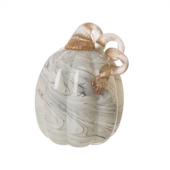 glitzhome Glitzhome 5.71''H Hand Blown Gray Marbleized Glass Pumpkin Decor