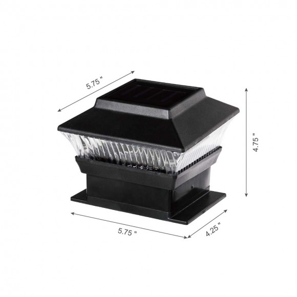 Glitzhome Glitzhome 5.75"L 4 Pack Black Solar Powered LED Fence Post Cap Lights