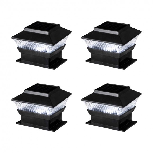 glitzhome Glitzhome 5.75"L 4 Pack Black Solar Powered LED Fence Post Cap Lights