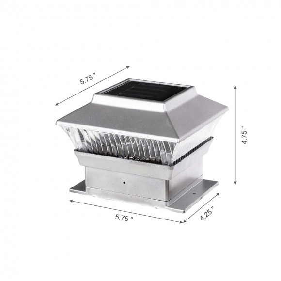 Glitzhome Glitzhome 5.75"L 4 Pack Silver Solar Powered LED Fence Post Cap Lights