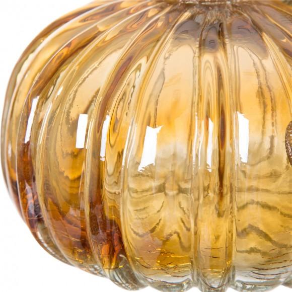 Glitzhome Glitzhome 5.91"D Hand Blown Amber Two-tone Crackle Glass Pumpkin Decor