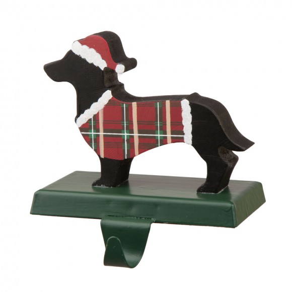 glitzhome Glitzhome 5.92"H Wooden/Metal Dachhound Stocking Holder
