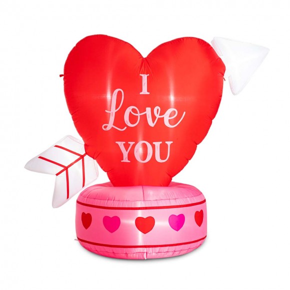 glitzhome Glitzhome 5 ft Lighted Valentine's Inflatable Heart Decor