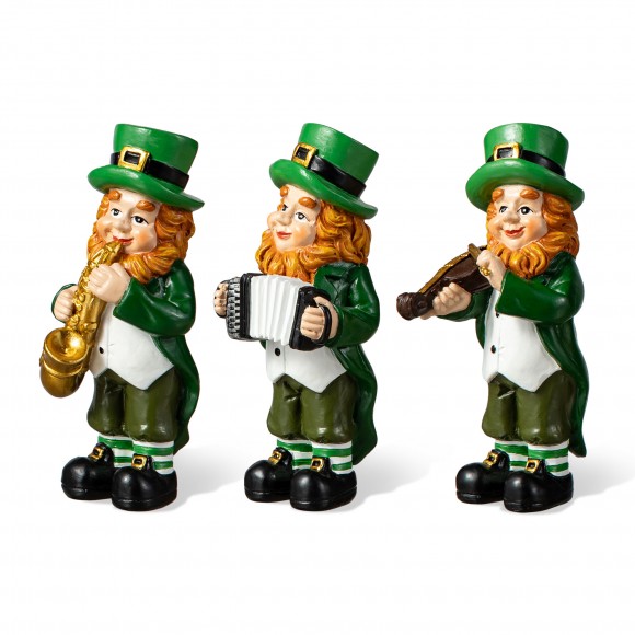 glitzhome Glitzhome 5"H Set of 3 St Patrick's Leprechaun Musicians Resin Table Decor