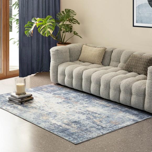 Glitzhome Glitzhome 5" X 8" Abstract Blue/ Ivory Area Rugs