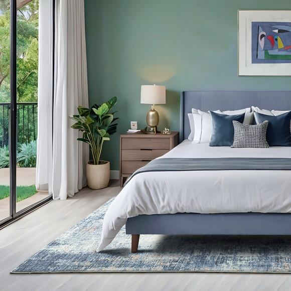 Glitzhome Glitzhome 5" X 8" Abstract Blue/ Ivory Area Rugs