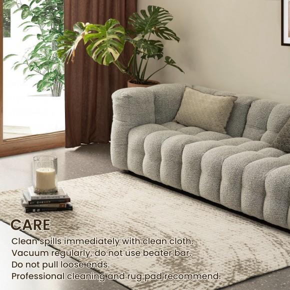 Glitzhome Glitzhome 5" X 8" Abstract Blue/ Ivory/ Tan Area Rugs