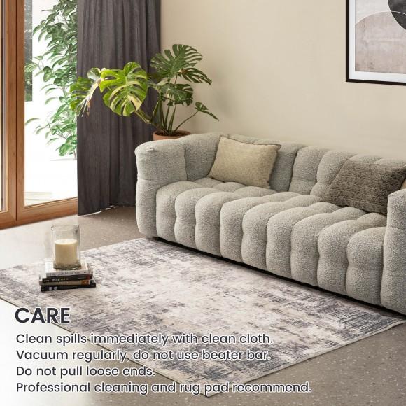 Glitzhome Glitzhome 5" X 8" Abstract Blue/ Ivory/ Tan Area Rugs