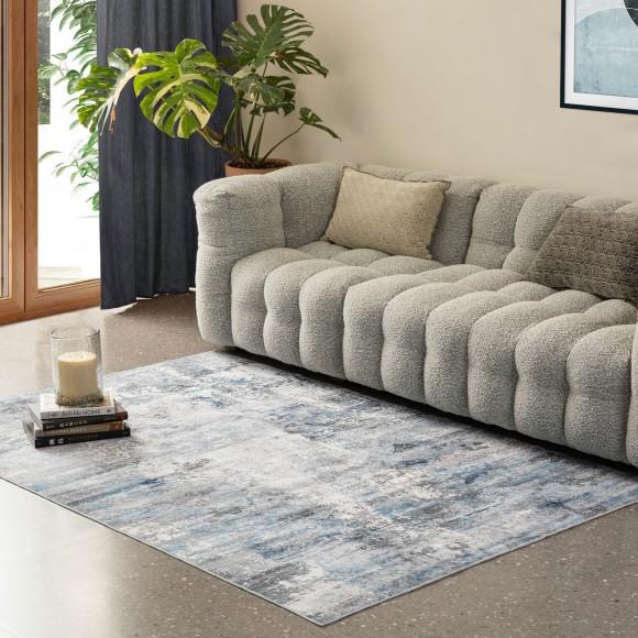 Glitzhome Glitzhome 5" X 8" Abstract Blue/ Ivory/ Tan Area Rugs