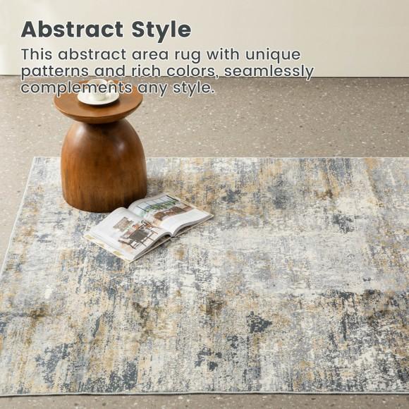 Glitzhome Glitzhome 5" X 8" Abstract Grey/ Ivory/ Tan Area Rugs