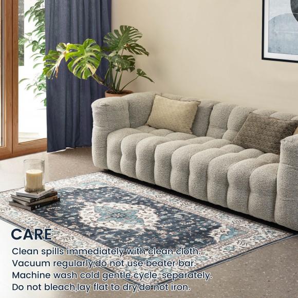 Glitzhome Glitzhome 5" X 8" Oriental Blue/ Ivory Area Rugs