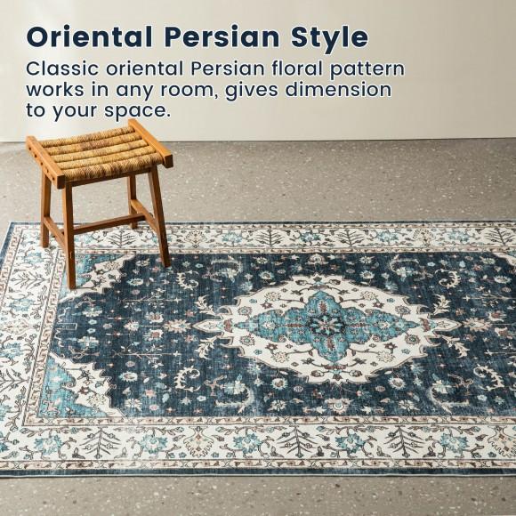 Glitzhome Glitzhome 5" X 8" Oriental Blue/ Ivory Area Rugs