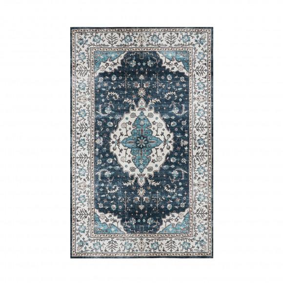 glitzhome Glitzhome 5" x 8" Oriental Blue/ Ivory Area Rugs