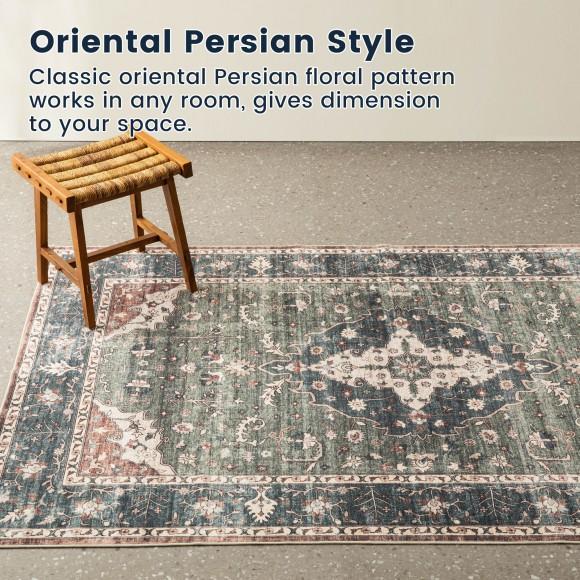 Glitzhome Glitzhome 5" X 8" Oriental Green/ Tan Area Rugs